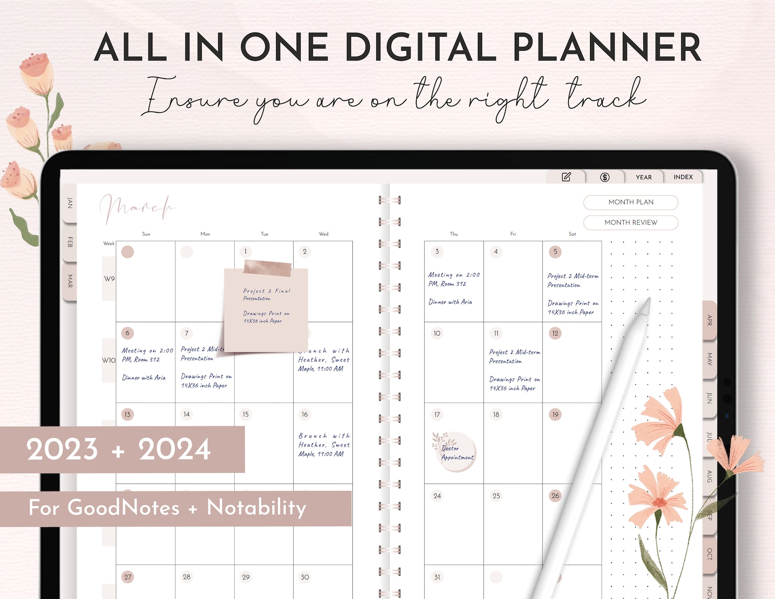 2023 2024 Digital Goodnotes Planner, Notability Planner, iPad Planner ...