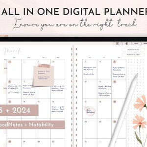2023 2024 Digital Goodnotes Planner, Notability Planner, Ipad Planner, Pianificatore mensile con collegamento ipertestuale, Pianificatore giornaliero, Pianificatore settimanale