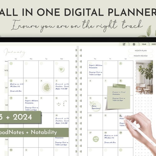 2023 2024 Undated Digital Goodnotes Planner Notability Etsy