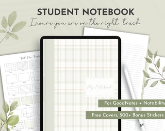 Student Notebook for GoodNotes, Notability Notebook, Hyperlinked Tabs, Digital Notes Template for iPad Notetaking
