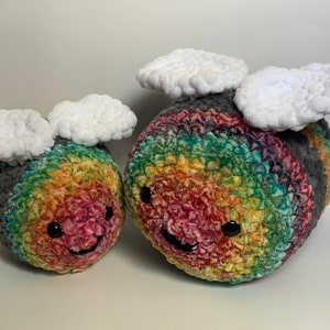 Chunky Colorful Crochet Bees Stuffed Animals made with Thick Chunky Yarn