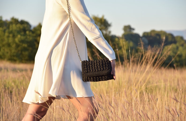 Black Bubble Bag, Crochet Bag, Woven Tote,Knitted Women's Bag, Designer Crossbody Bag, Shoulder Luxury Bag, Women Stylish Chic Handbag Purse image 4