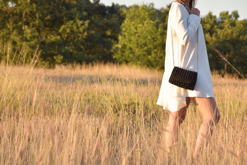 Black Bubble Bag, Crochet Bag, Woven Tote,Knitted Women's Bag, Designer Crossbody Bag, Shoulder Luxury Bag, Women Stylish Chic Handbag Purse image 5