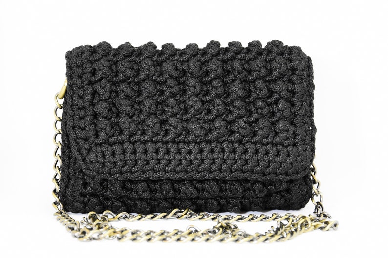 Black Bubble Bag, Crochet Bag, Woven Tote,Knitted Women's Bag, Designer Crossbody Bag, Shoulder Luxury Bag, Women Stylish Chic Handbag Purse image 7