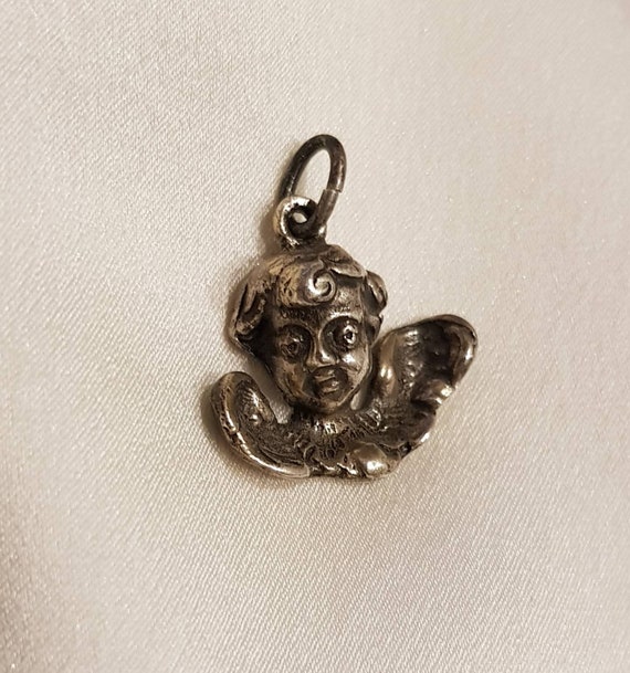 Antique French Silver Cherub Cupid Pendant