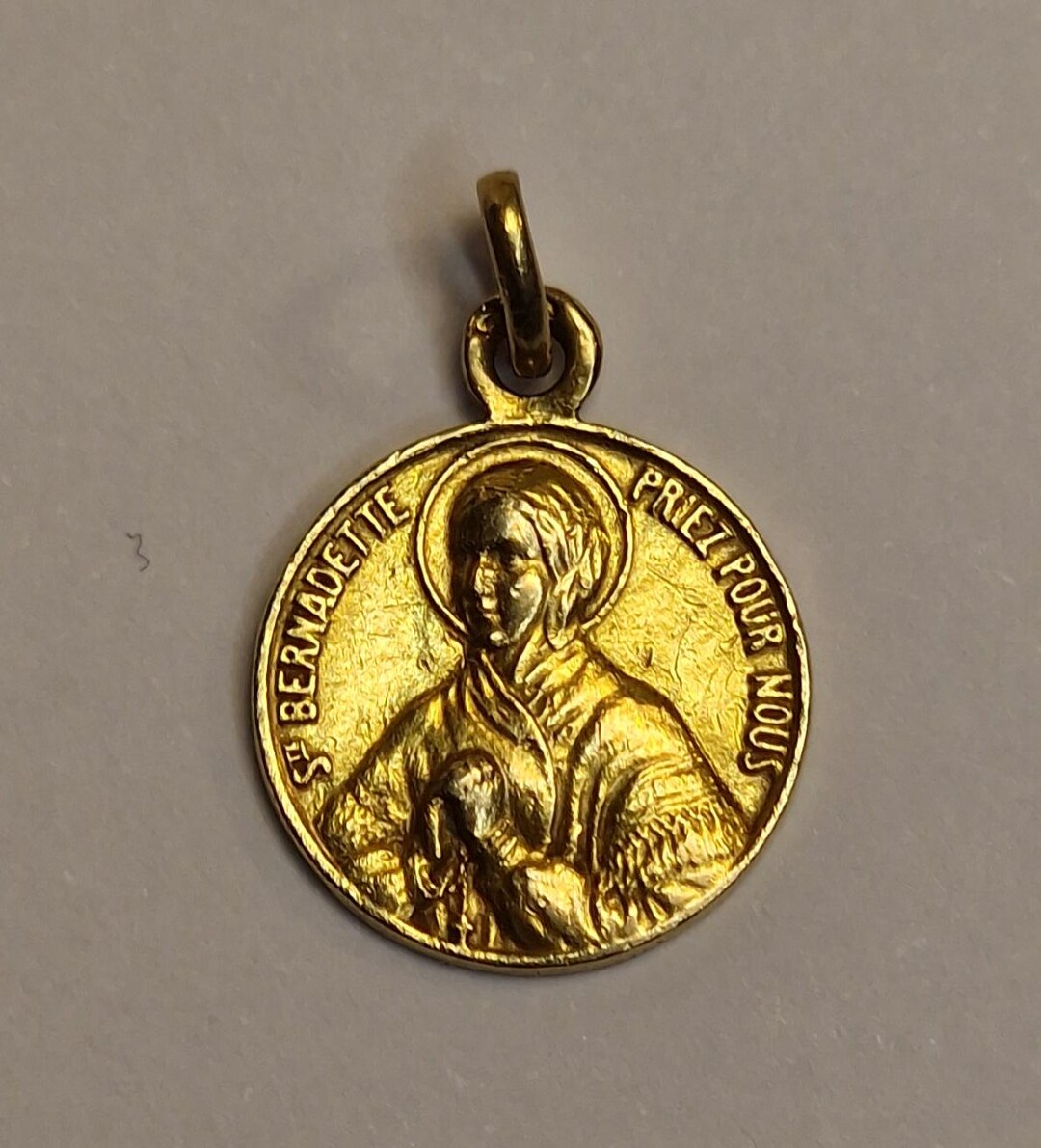Antique French 18k Solid Gold St Bernadette Charm Pendant and Our Lady ...