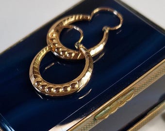 Vintage French 18k Gold Hoops Earrings