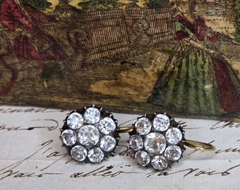 Antique Victorian French Silver & 18k Solid Gold Paste Earrings Shepherd Hooks Transformation