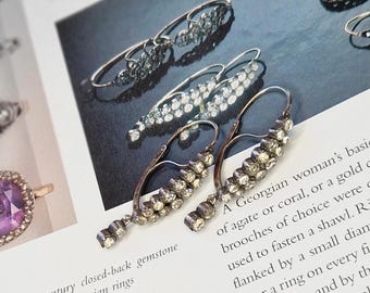 Antique French Silver Paste Poissarde Hoops Earrings Late Georgian