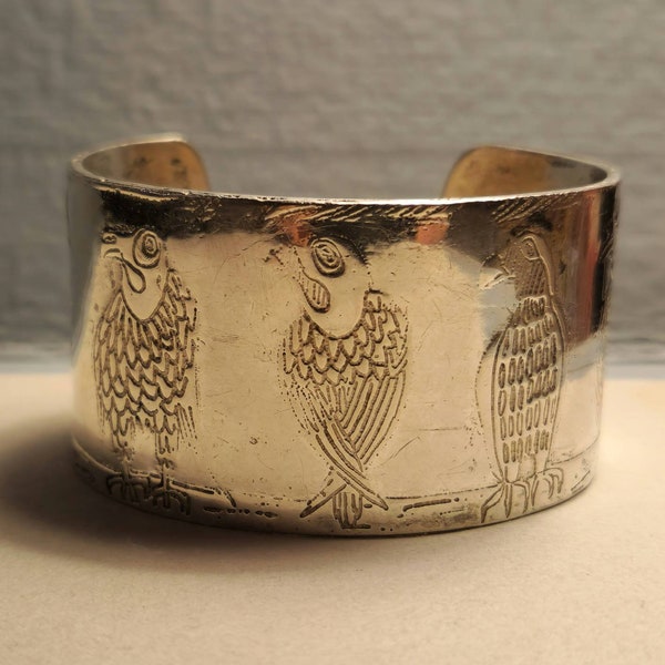 Vintage French silver Bracelet Signed Birds