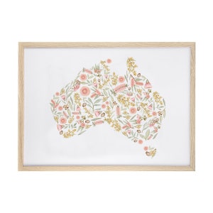 Australia Flora Print. Australia Map