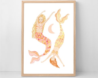 Mermaid Print - kids wall art, kids prints, girls prints