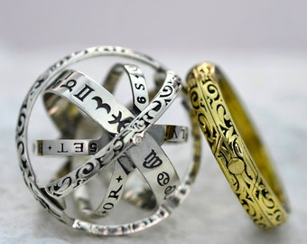 Anello astronomico personalizzato come quello del XVI secolo/anello di fidanzamento/anello in argento per donne e uomini, regalo per lei/anello di coppia