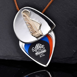 Plektrum Medaillon Halskette mit 5 mm | Hohe Kapazität und hohe Sicherheit | personalisiertes Geschenk für Gitarristen