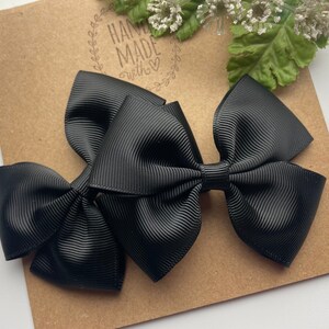 Set of 2 Black Hair Bows – 3 Inch Handmade Clips for Girls & Toddlers