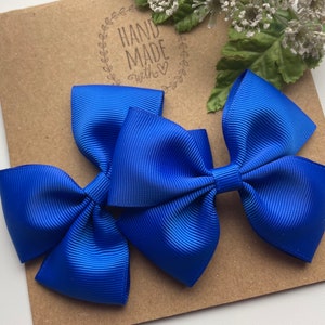 Royal Blue Pigtail Hair Bows , Set of 2 Hair bows for Girls , Blue Hair Bows , Other Colors Available