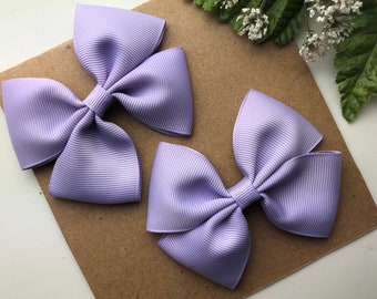 Solid Lavender Pigtail Hair Bows Perfect for Pigtails, Set of 2 Hair bows for Girls , Other Colors Available