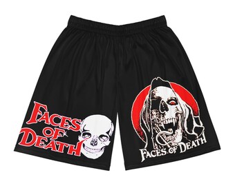 Faces of death skull reaper shorts black and red