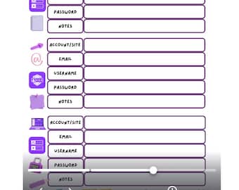 Organizador de Senhas Imprimível | Registro de Senhas Fofo | Download Digital | Organizador de Login de Contas | Inserção para Agenda | Download Instantâneo