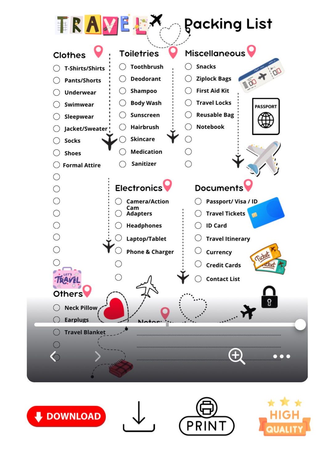 Printable Travel Packing Checklist | Vacation Packing List | Trip ...