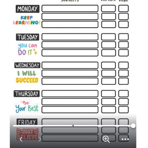 Kids Homework Tracker: Printable