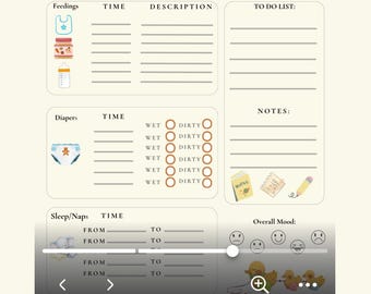 Diário do Bebê para Imprimir | Planilha de Rotina para Recém-Nascidos | Registro de Alimentação, Sono e Troca de Fraldas
