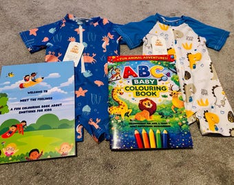 Kids Bundle 2 Swim Suits + 2 Colouring Books 12–18 Months