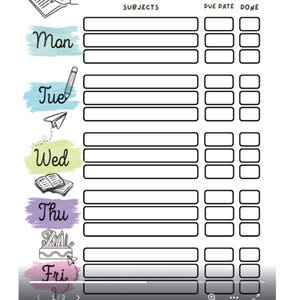 Kids Homework Tracker: Printable