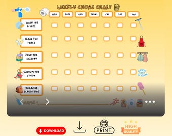 Quadro de tarefas imprimível para crianças