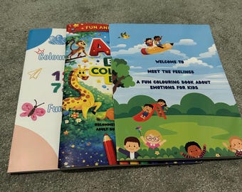 Kit de Desenhos para Colorir para Crianças | Alfabeto, Números e Emoções - Conjunto Divertido de Aprendizagem