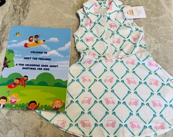 Conjunto de vestido de tênis tamanho 18-24 meses + livros de colorir infantis