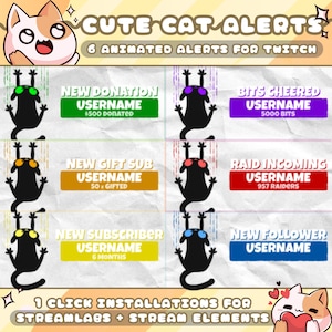 Süße Katze Töne für Twitch Streamer / Follower - Abonnenten - Bits - Spende - Geschenk Abo - Raid / Sound / Zeigt Benutzernamen an / 1 Click Installation