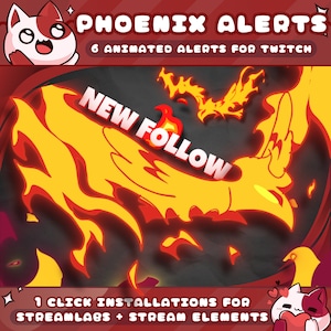 Phoenix Alerts for Twitch Streamers / Follower - Subscriber - Bits - Donation - Gift - Raid / Sound / Displays Usernames / 1 Click Install