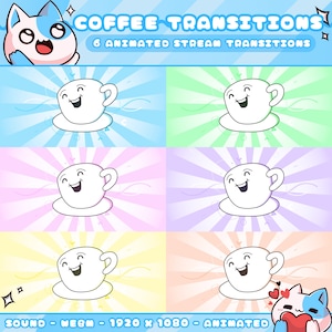 Coffee Stinger Transition Pack for Streamers | Cute | Cozy | Drink | Cartoon | Morning Vibes | Animated | Sound | Twitch | Youtube | Kick