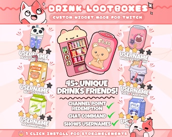 Drink Friends Random Lootbox Widget for Twitch Streamers | Chat Command | Resizeable | Animated Game | Sound | Streamelements 1 Click Setup