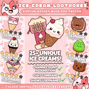 Ice Cream Random Lootbox Widget for Twitch Streamers | Chat Command | Resizeable | Animated | Game | Sound | Streamelements 1 Click Install