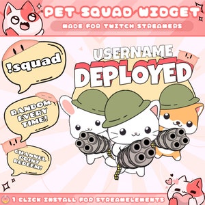 Pet Squad Widget for Twitch Streamers | Random | Chat Command | Animated | Sound | Displays Usernames | Streamelements | 1 Click Installs