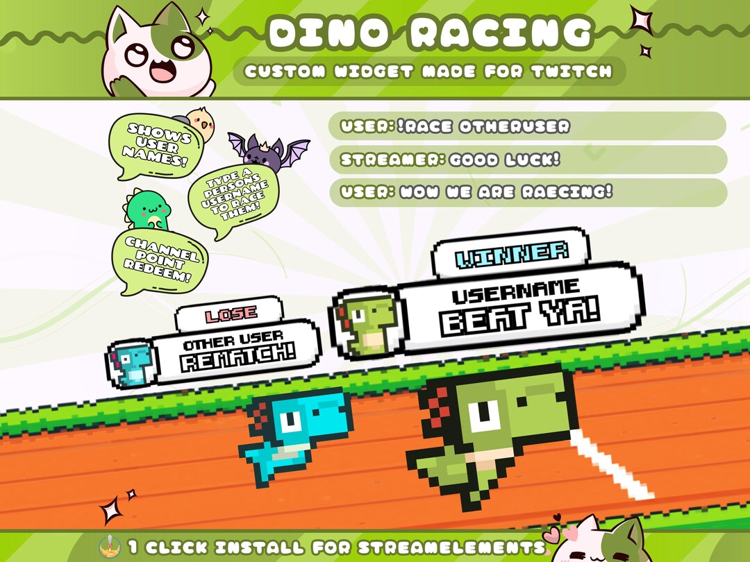 Dino Racing Widget for Twitch Streamers | Chat Command | Resizeable ...