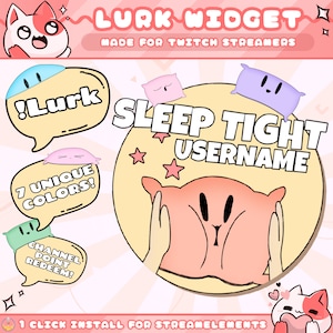 Lurk Widget for Twitch Streamers | Chat Command | Resizeable | Animated | Sound | Displays Usernames | Streamelements | 1 Click Installs