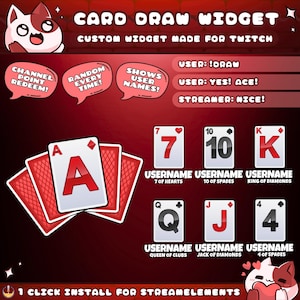 Card Draw Widget for Twitch Streamers | Chat Command | Resizeable | Animated | Random | Luck | Game | Sound | Streamelements 1 Click Install