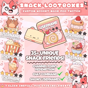 Snack Friends Random Lootbox Widget for Twitch Streamers | Chat Command | Resizeable | Animated Game | Sound | Streamelements 1 Click Setup