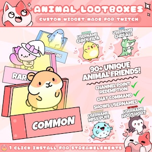 Animal Lootbox Widget for Twitch Streamers | Chat Command | Resizeable | Animated Game | Sound | Gacha | Cute | Streamelements 1 Click Setup