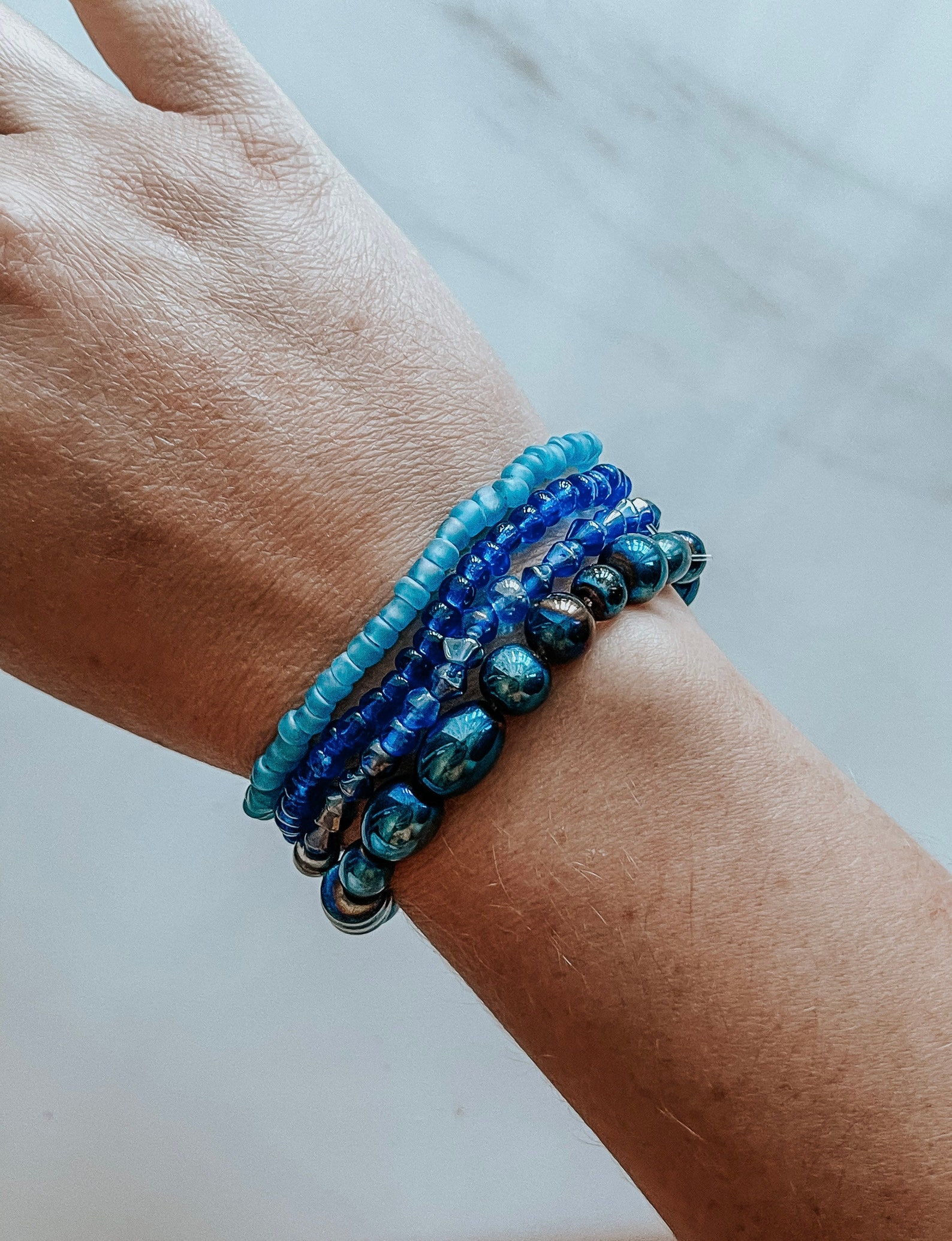Blue Beaded Bracelet Stack Bracelet Stack Boho Bracelets Etsy
