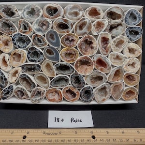 Bulk Lot 1-2&quot; Diameter Oco Quartz Geode Pair Flat from Brazil - Mine Direct!