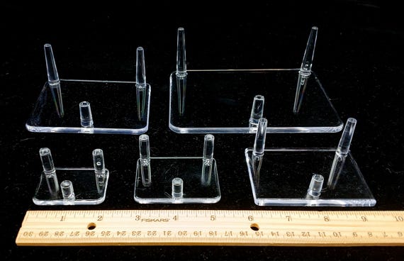 Clear Acrylic Plastic 3-Peg Rock Mineral Fossil Geode Display Stands - Choose Your Size & Quantity!