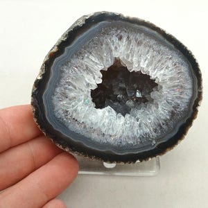 Classic 3.30&quot; Cut Polished Brazilian Agate Quartz Geode Half, 1.01 Pounds