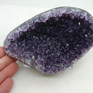 Super Hollow 6 Inch Diameter Polished Purple Amethyst Quartz Geode from Uruguay, 1.25 Pounds
