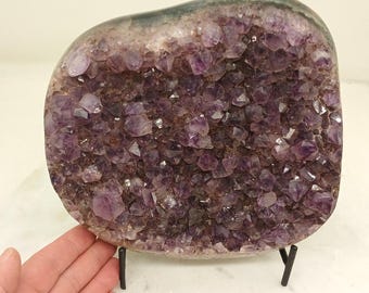 Colorful 7.75" Purple Amethyst Quartz Plate or Cluster from Brazil, 9.63 Pounds, Stand Included!