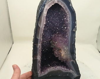Classic 14.20" Tall Purple Amethyst Quartz & Agate Cathedral Geode from Brazil, 23.02 Pounds