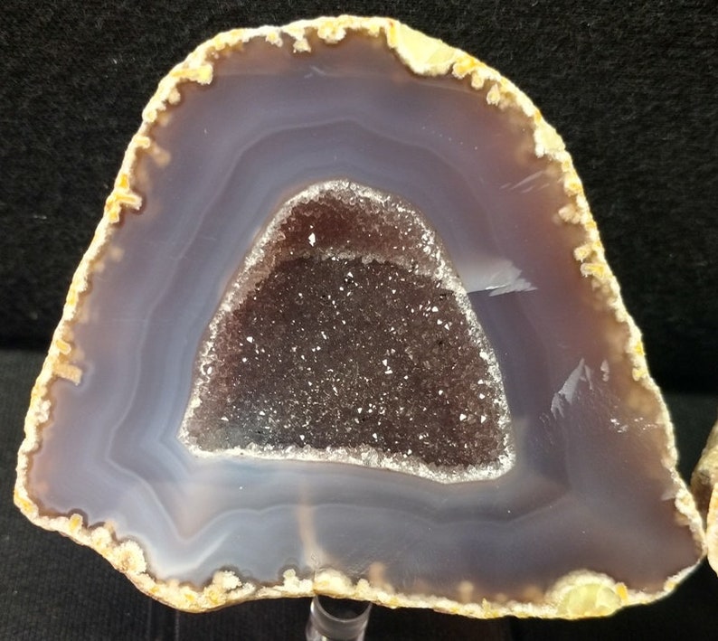 Quality 3.1 Matching Quartz lined Cut Polished Brazilian Agate Geode Pair